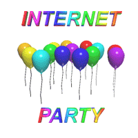 Intenet Party text with balloons