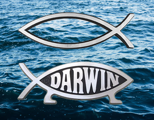 The Jesus fish and Darwin crawler