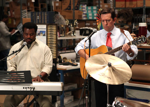 Darryl and Andy play a song together on The Office